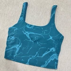Blue Marble-Print Crop Tank Top - Women